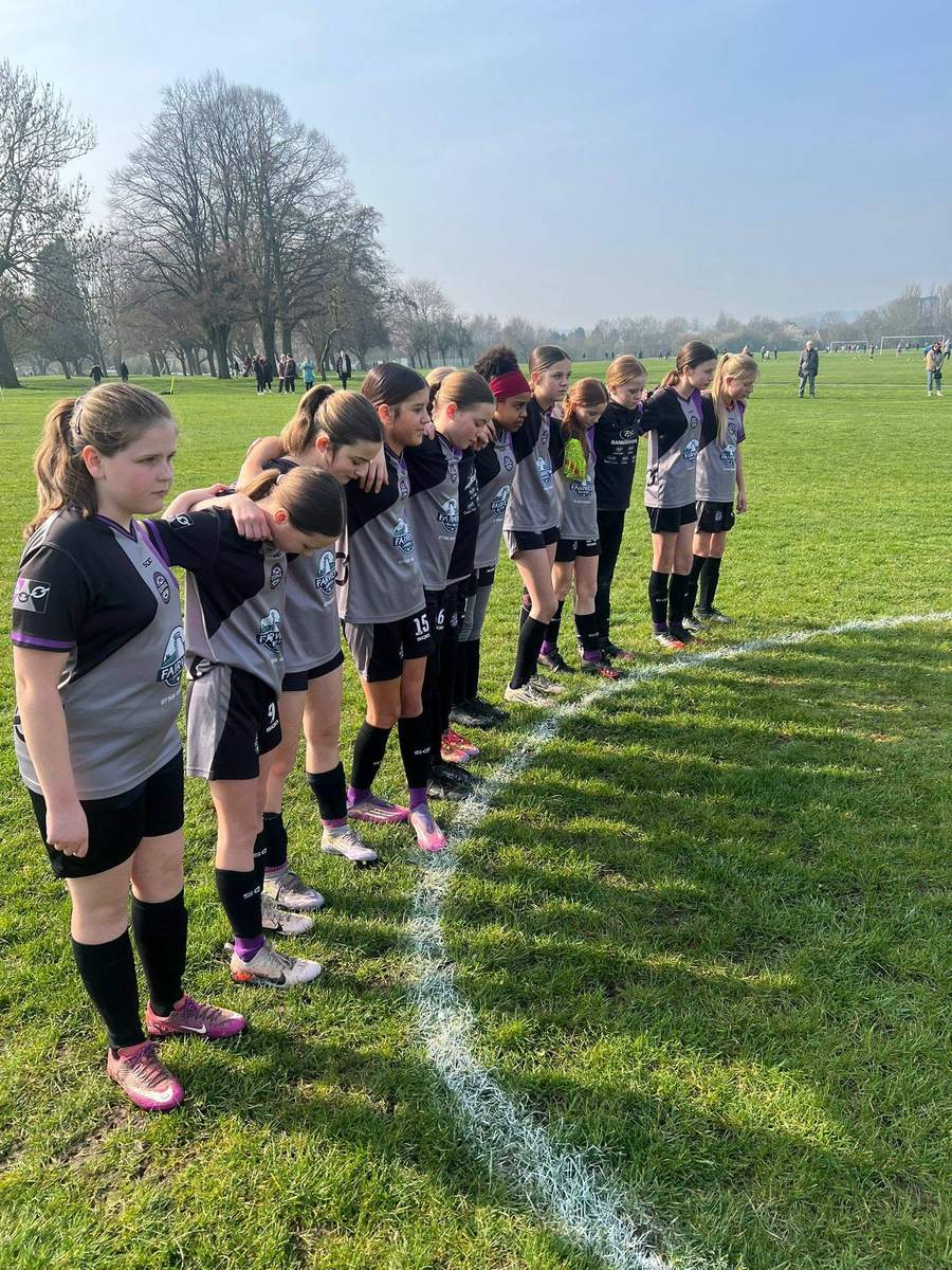 A Gornal DC team lined up before kick-off on a misty morning